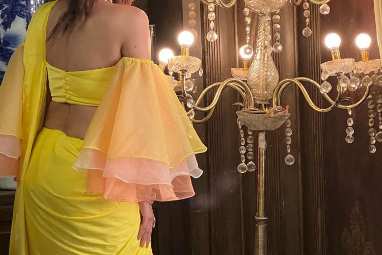 Monalisa Hot photo with yellow saree